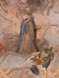 Église (Église Saint-Jean-Baptiste). Intérieur. Chapelle Saint-Fursy. Peintures murales. La glorification de Marie (fresque dite de la bonne mort). Début XVIIe siècle