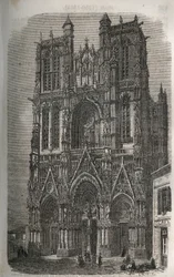 Église Saint-Vulfran ancienne collégiale à Abbeville dans le département de la Somme en France - gravure dans « Histoire de France » par Victor Duruy (1811-1894) - 1882