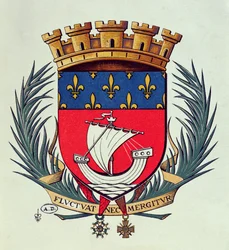 Armoiries de la ville de Paris avec la devise Fluctuat Nec Mergitur (ballottée par les vagues, elle ne sombre pas)
