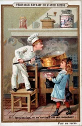 Cuisinier dans son four - chromo. Liébig