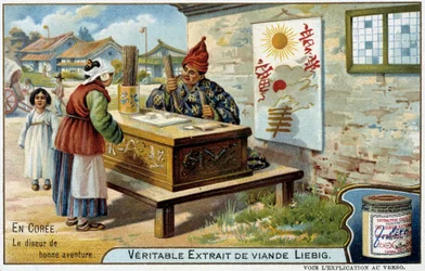 Corée : la diseuse de bonne aventure - chromo Liébig, v.1900