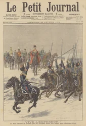 Cosaques acclamant le tsar Nicolas II avant son départ pour l