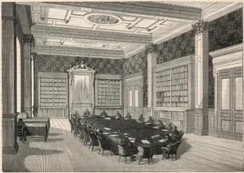 Cour des comptes - bibliothèque et salle du conseil - Gravure dans « Tableau-de-Paris » par Edmond Texier 1852