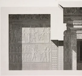 Coupe transversale du Petit Temple Sud, détail, Complexe du Temple de Karnak, Thèbes, Louxor, Égypte