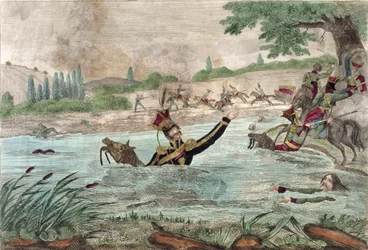 Mort du prince Joseph Poniatowski (1763-1813) dans la rivière Elstera, 1813