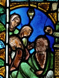 Une scène de la vie de Saint Nicolas, ex Cathédrale de Troyes: le saint laisse de l
