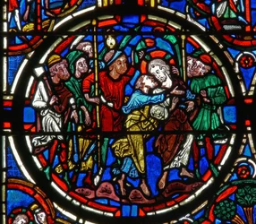 (détail) de la Passion : la trahison de Judas