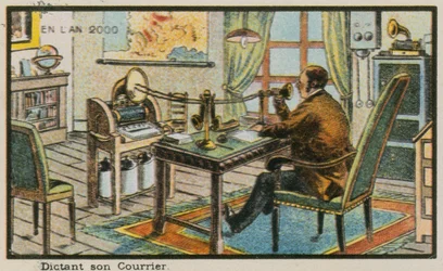 Dicter une lettre dans une machine télégraphique