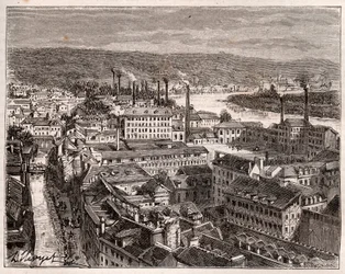 Elbeuf - Seine-Maritime - gravure dans « La France illustrée : géographie, histoire, administration statistique » par V.A. Malt-Brown. 1884