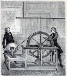 Machine électrique (Générateur) par Francis Hauksbee (1666-1713) perfectionnée par Boze l