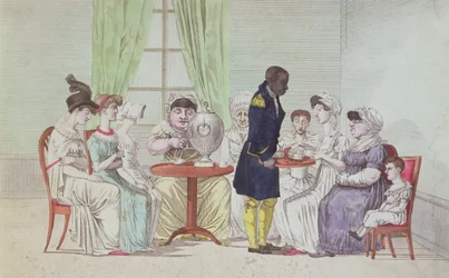 Femmes anglaises buvant du thé après le dîner