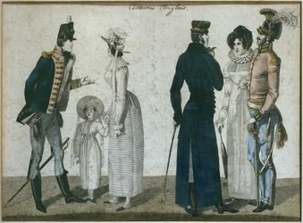 Costumes anglais, illustration de Le Bon Genre, début du XIXe siècle