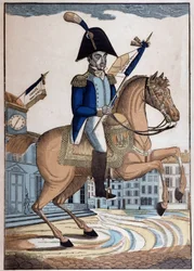 Portrait équestre du général Marie Joseph Gilbert Motier, marquis de Lafayette (1757-1834) (La Fayette), commandant en chef de la Garde nationale française