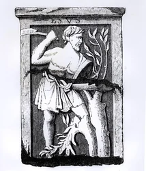 Esus, le grand dieu de la nature, illustration de Science et Littérature au Moyen Âge et à la Renaissance, écrit et gravé par Paul Lacroix, 1878