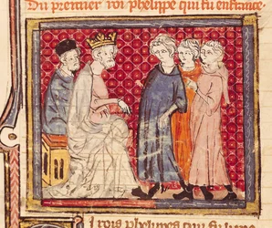 F.204v Roi Philippe I (1053-1108), Grandes Chroniques de France, 1375-79