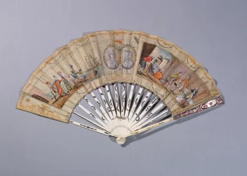 Éventail avec illustrations de La Comtesse de Cagliostro, vers 1786