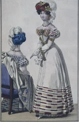 Planche de mode, Paris, illustration du Petit Courrier des Dames, vers 1820