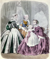 Planche de mode de Le Monde Élégant 1859 (gravure en couleur)