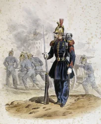 Pompiers vers 1860 - dessin par Lalaisse, Arts Déco
