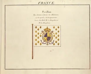 Drapeau du Dauphin et de la Dauphine, Louis-Antoine et Marie-Thérèse de France, de Pavillons des Puissances Maritimes, c.1815-30