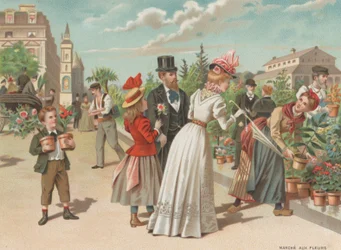 Marché aux fleurs (chromolitho)