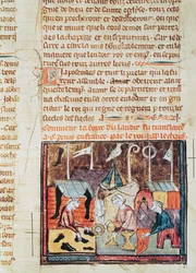 Fol.122v Marchands à la foire de Lendit près de Saint-Denis, des Grandes Chroniques de France, 1375-79
