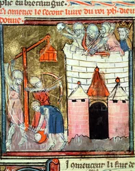 Fol.261v Siège du château de Chinon, des Grandes Chroniques de France, 1375-79
