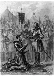 François 1er, chevalier armé après la bataille de Marignan (1515). 19ème siècle (gravure)