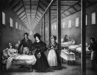 La reine française Marie Amélie visitant un hôpital, juin 1832