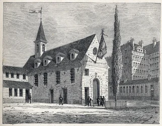 Révolution française : lieu de réunion du club des Jacobins à Paris, un ancien couvent dans le quartier Saint-Honoré. Gravure de 1889. Collection privée.