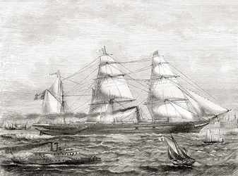 Paquebot transatlantique français à vapeur Pereire (1866-1888), de Les Merveilles de la Science, pub.1870