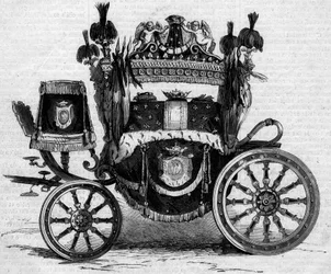 Char funèbre utilisé lors des obsèques du Prince Jérôme Bonaparte (1784-1860). Gravure dans « Le Monde Illustré » n°169 du 7 juillet 1860