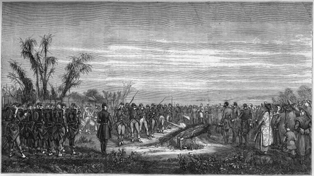 Funérailles du général Edouard Collineau (1810-1861) à Tsien Tsin (Chine), 15 janvier