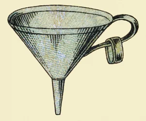 Entonnoir. Gravure dans "ABC indéchirable sur toile vernie". A. Capendu, éditeur, Paris, fin XIXe siècle. Librairie enfantine illustrée.