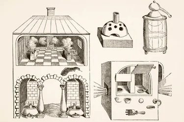 Fours et divers appareils utilisés par les chimistes et alchimistes au Moyen Âge, d