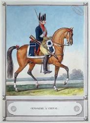 Gendarme monté sur un cheval, vers 1812