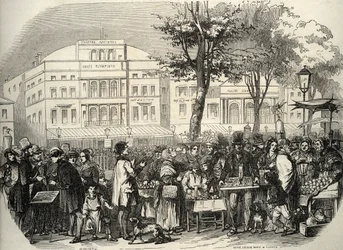 Vue générale du boulevard du Temple à Paris - marchands ambulants - Paris - Vue générale du boulevard du Temple - Marchands ambulants - Gravure dans 