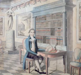 Gentleman lisant dans sa bibliothèque