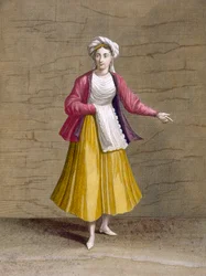 Jeune fille de Saint-Jean de Patmos, de la Collection de Cent Estampes Représentant les Différentes Nations du Levant par Charles de Ferriol, gravée par Gerard Scotin, 1707-08