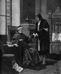 Girolamo Fracastoro connu sous le nom de Fracastor, humaniste et médecin italien présentant son poème au cardinal Bembo