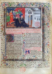 Guillaume de Nangis (d.130003) présente son livre à Philippe IV (1268-1314) le Bel, Roi de France de 1285-1314