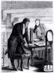 Hans Christian Oersted découvrant la déviation de l