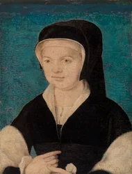 Tête de femme sur fond bleu