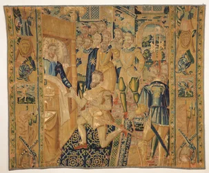 Henri III de Valois remettant les insignes du pouvoir à Henri III de Bourbon