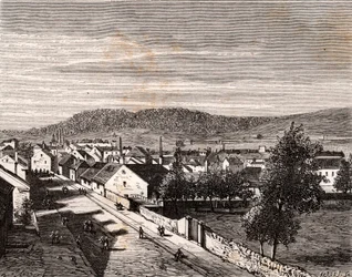 Héricourt - département de Saône-et-Loire - gravure dans "La France illustrée : géographie, histoire, administration statistique" par V.A. Malt-Brown. 1884