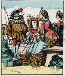 Illustration du conte de Charles Perrault « Cendrillon ou La Petite Pantoufle de Verre ». Gravure sur bois de l