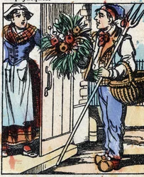 Illustration du conte "La Fourche du Diable". Gravure sur bois de l