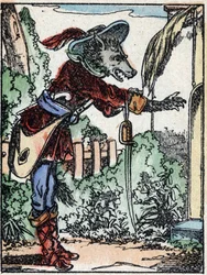 Illustration du conte « Le loup, la chèvre et les sept biquets » Gravure sur bois d