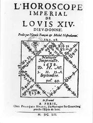 Horoscope impérial de Louis XIV par Michel Nostradamus, publié par François Huart à Paris en 1652