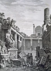 Intérieur des thermes romains, Nîmes, des Antiquités de la France : Vol I, Monuments de Nîmes